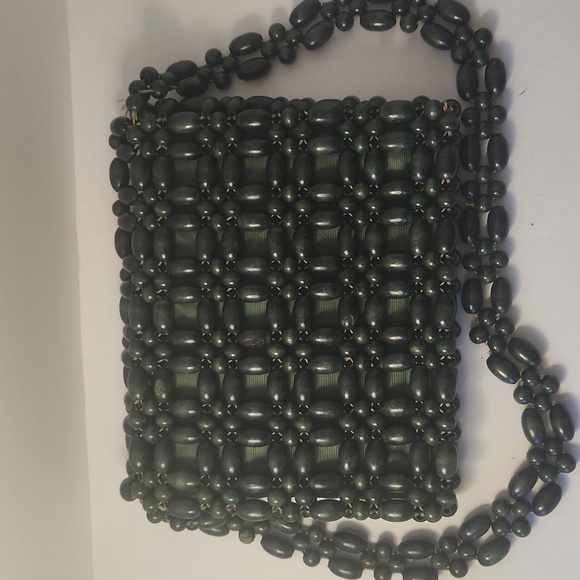 Walborg Vintage Green wood beaded Purse - Picture 9 of 15